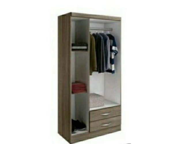 Three Door Wardrobe and Two Drawers in Dual Color Wooden Almirah