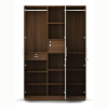 Three Door Wardrobe Frosty White high Glossy and Walnut Finish with Drawer and Locker | Mirror