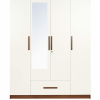 Four Door With Draw And Mirror | White And Brown | Engineered Wood