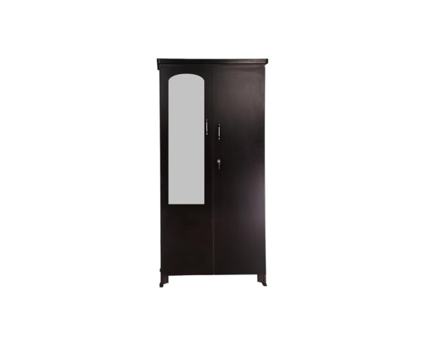 Double Door Wardrobe with Mirror in Dark Walnut | Black Shade