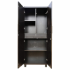 Double Door Wardrobe with Drawer in Dark Walnut Color