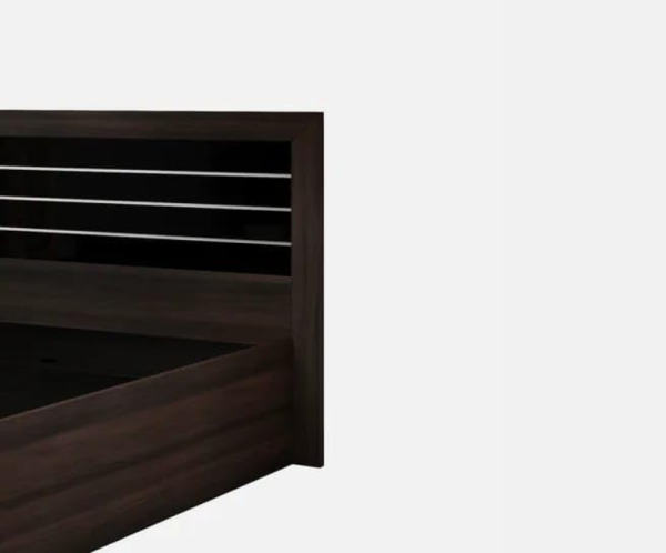 Double Bed in Wenge with Storage for Bedroom | Queen Size