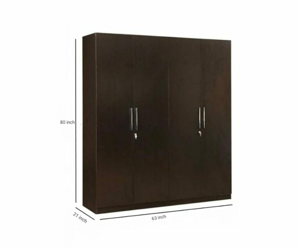 Engineered Wood Four Door Wardrobe With Drawers And Multiple Shelves For Bedroom