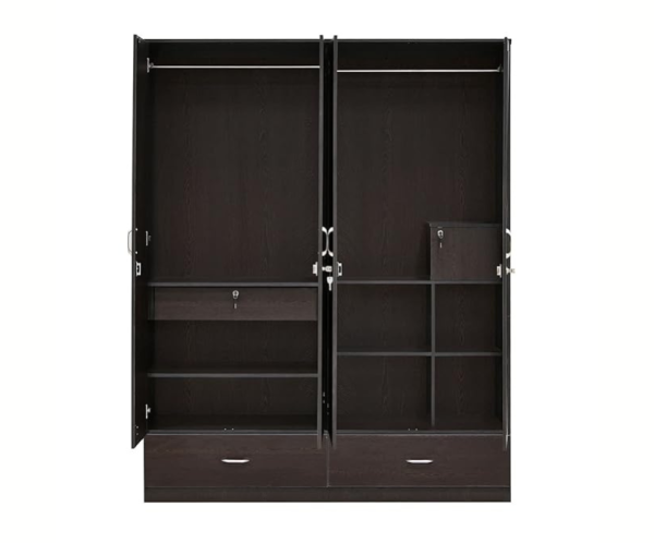 Four Door in New Wenge Color Finish for Bedroom with One Mirror Inserted | Engineered Wood