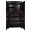 Multipurpose Storage Wooden Almirah Cabinet Wardrobe With Mirror, Drawers & Double Doors, Home Office | Black
