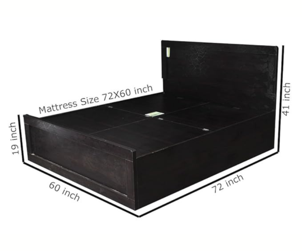 Leaf Textured Brownish Black Storage Queen Size Bed