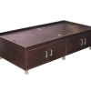 Single Size Engineeredwood Leaf Textured Brownish Black Storage Bed