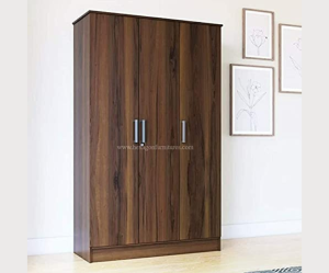 Engineered Wood Three Door Wardrobe Without Mirror | Brown