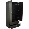 Double Door Wardrobe with Mirror | Engineered Wood - Wenge Finish