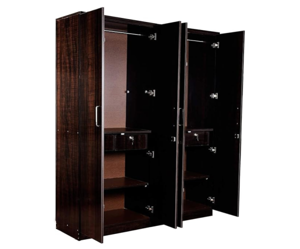 Four Door Wood Wardrobe | Brown
