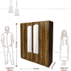 Tigress Teak Four Door Wardrobe with Mirror