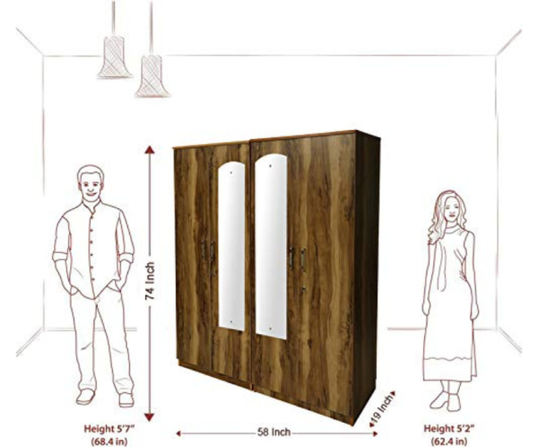 Tigress Teak Four Door Wardrobe with Mirror