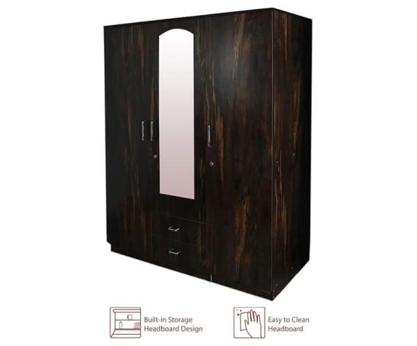 Three Door Wardrobe Apple Wood with Mirror