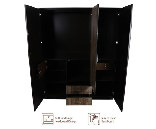 Wood Wardrobe Brown Three door