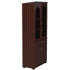 Two Door Multimedia Unit Engineered Wood Matte Book Shelf Book Cabinet With Glass Doors | Maroon