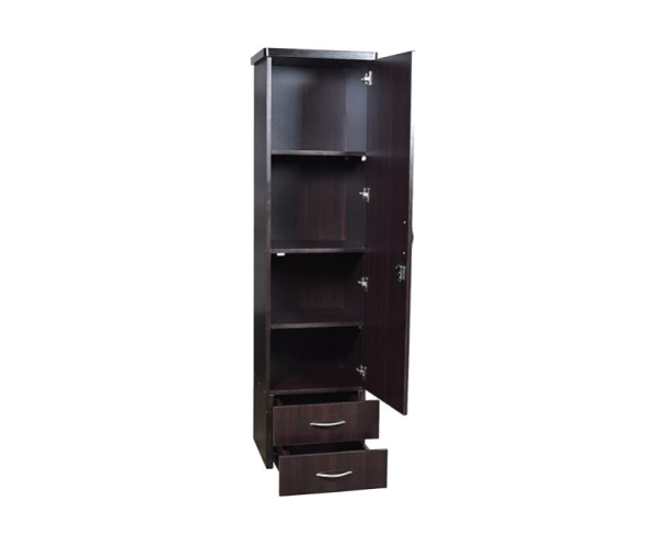 Brick Textured Single Door Engineered Wood Wardorbe with Mirror