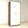 Premium Engineered Wood Double Door Wardrobe | Finish – Natural Walnut with Frosty White