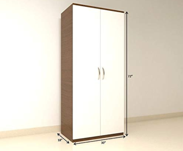 Premium Engineered Wood Double Door Wardrobe | Finish – Natural Walnut with Frosty White