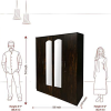 Apple Wood Four Door Wardrobe with Mirror