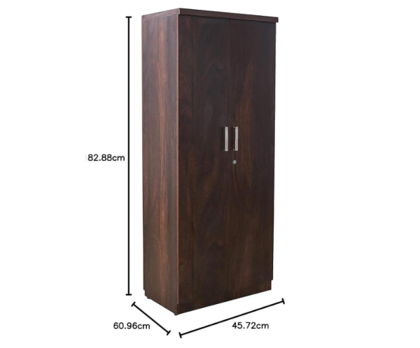 Luke Double Door Wardrobe in Walnut Finish with Mirror