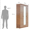 Three Door Wardrobe with Mirror in Amber with Urban Teak Finish