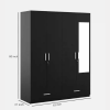 Four Door Wardrobe with Mirror, Drawers and Hanging Space for Bedroom