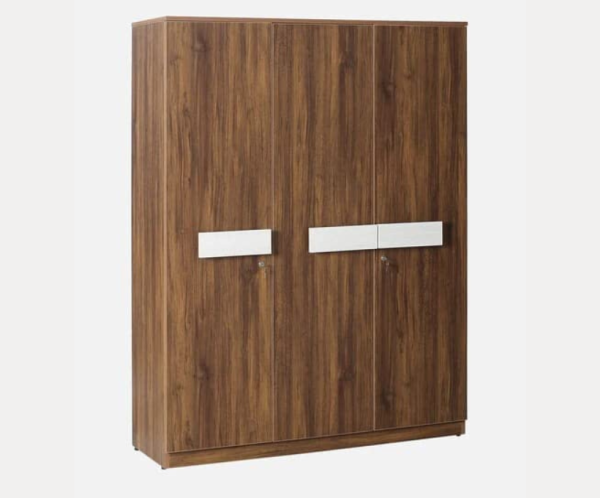 Engineered Wood Three Door Wardrobe | With Drawer And Shelves