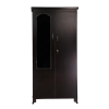 Multipurpose Storage Wooden Almirah Cabinet Wardrobe With Mirror, Drawers & Two Doors in Dark Walnut Color