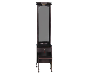 Dressing Table with Light & Stool in Dark Walnut color