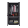 Engineered Wood Double Door Wardrobe | Finish Color - Slate Grey