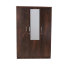 Three Door Wardrobe in Walnut Finish with Mirror