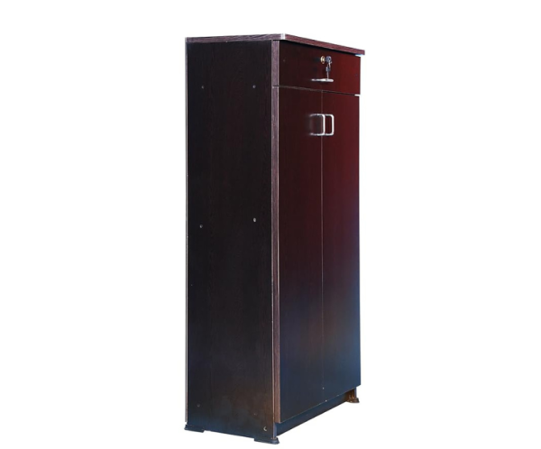 Wooden Shoe Case Almirah Storage Organizer | Double Door Cupboard Stand | Dark Walnut Color