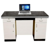 Wood Finish Office Desk with Drawers and Storage | White and Black
