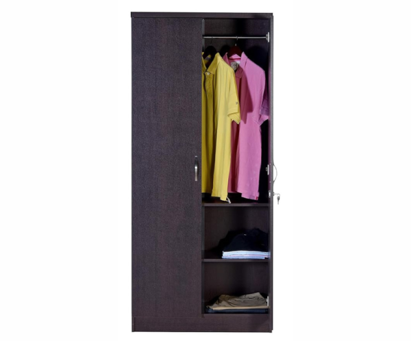 Double Door Engineered Wood Wardrobe with Mirror | Dark Wenge | Matte Finish