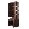 Engineered Wood Modern Dressing Table with Glass Storage and Drawer and Door | Brown