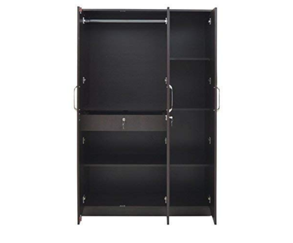 Wood Mark Three Door Wardrobe with Drawer | Black