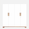 Engineered Wood Four Door Wardrobe With Multiple Shelves And Drawers For Bedroom