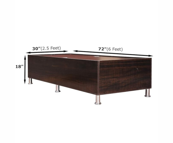 Wooden Orchid Dark Glossy Single Bed | Brown | Standard Size