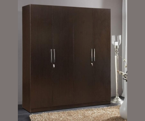 Engineered Wood Four Door Wardrobe With Drawers And Multiple Shelves For Bedroom