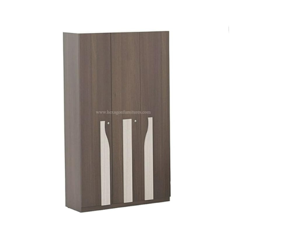 Three Door Wardrobe Without Mirror | Engineered Wood | Brown