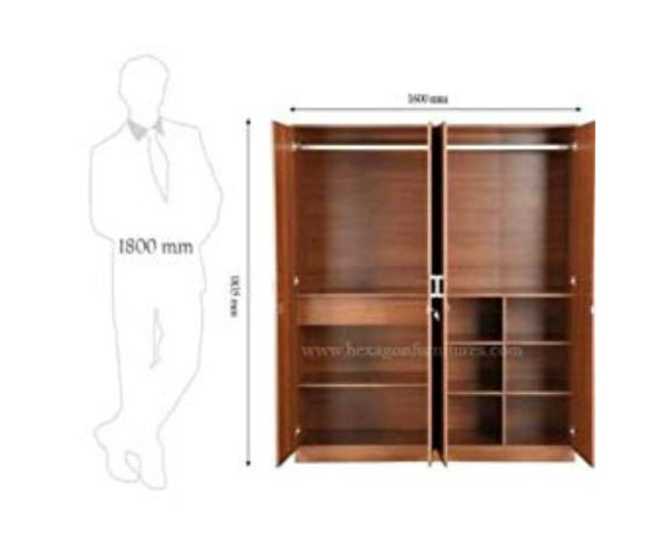 Engineered Wood Four Door Wardrobe Without Mirror | Light Brown