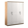 Engineered Wood Four Door Wardrobe Without Mirror | White Brown