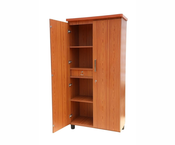 4 Double Door Wardrobe | Wooden Almirah Cabinet in Teak Color