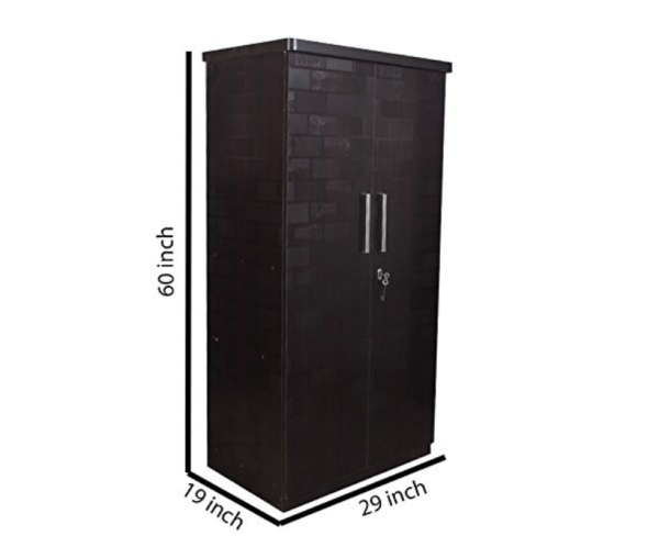 Mordern Brick Textured Double Door Wardrobe With Mirror