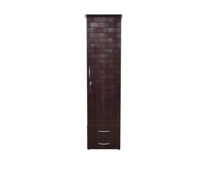 Engineered Wood Single Door Wardrobe in Brown Color