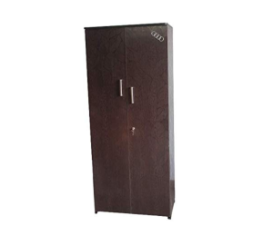 Double Door Engineered Wood Wardrobe | Black Textured
