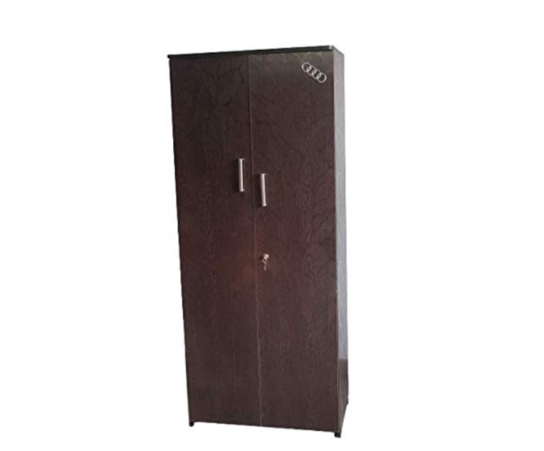 Double Door Engineered Wood Wardrobe | Black Textured