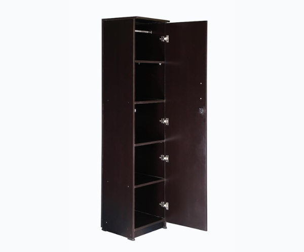 Single Door Engineered Wood Wardrobe in Black Color