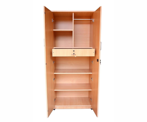 Double Door Wardrobe with Drawer | Beige