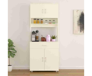 Kitchen Cabinet In High Glossy | Engineered Wood | White